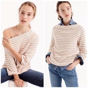 J. Crew blush pink and white striped sweater